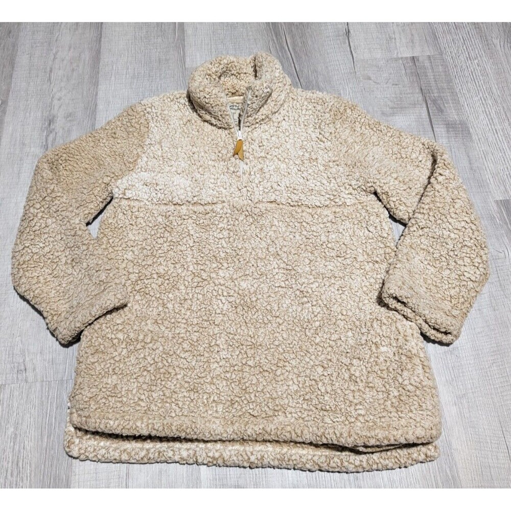 Jackson Hole Sherpa Jacket Womens Size S Tan 1/4 Zip Cozy Lightweight Pullover